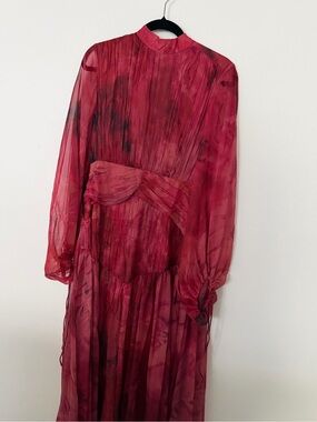 ASOS Crimson Pleated Long-Sleeve Maxi Dress